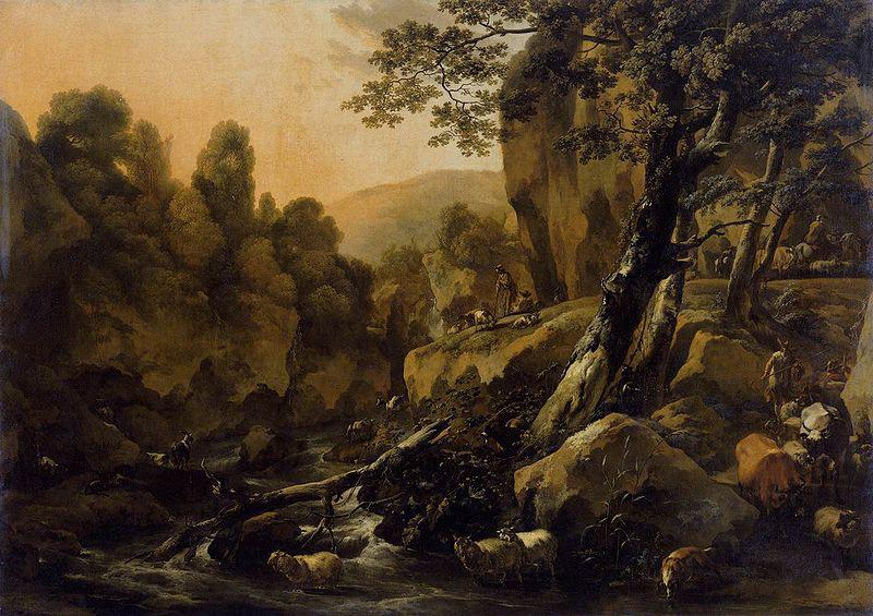 Nicolaes Pietersz. Berchem The Waterfall Germany oil painting art